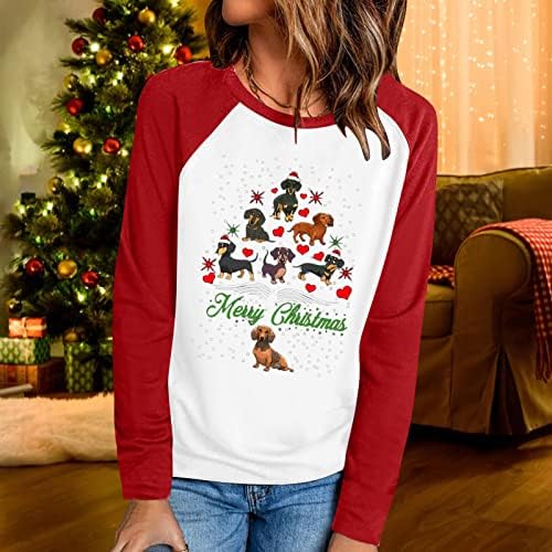 Dressy božićni vrhovi za žene povremeni božićni tisak dnevne košulje Ženske majice s dugim rukavima