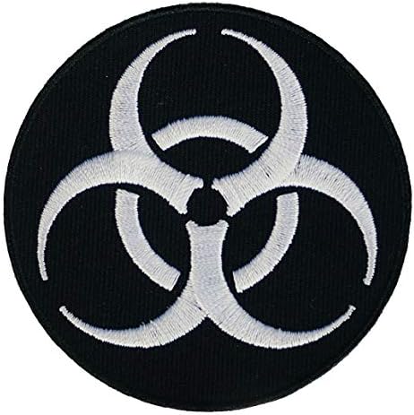 Grafička prašina biohazard vezeno željezo na patchu šivati ​​na logo Simbol OPASNOST Zračno zombi crno bijeli aplicijski odgovor reprezentacije