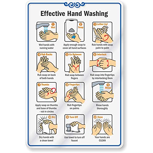SmartSign Efektivni znak za pranje ruku | 6 x 9 akrilni showcase ručno ručno pranje