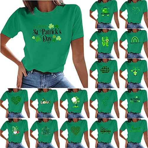 Ženska majica sv. Patricka kratki rukav bluza sa kratkim rukavima Green Basic Tees Ireland Clover Shamrock tiskani tunike vrhovi
