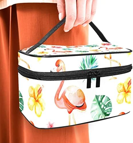 Tbouobt vrećica za šminku Travel Cosmetic torba torbica torbica sa patentnim zatvaračem, Flamingo cvjetni palminski list tropski