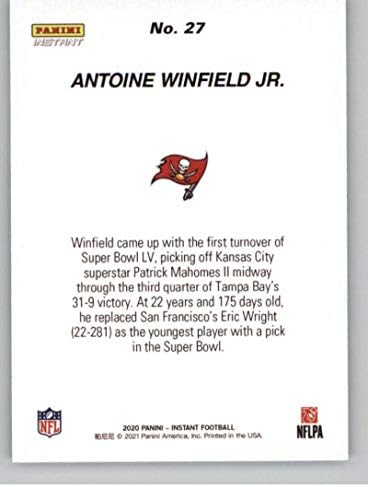 2021 PANINI SUPER BOWL LV PHVAKOVI 27 Antoine Winfield Jr. RC Rookie Tampa Bay Buccaneers NFL fudbalska trgovačka kartica