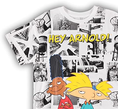 Nickelodeon mens 90s Crtić Shirt - Hej Arnold Allover Print T-Shirt