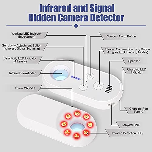 Skriveni detektor kamere Mini Led detektor skrivenog uređaja sa infracrvenim tražilicama punjivi detektor Anti Spy kamere GPS bežični