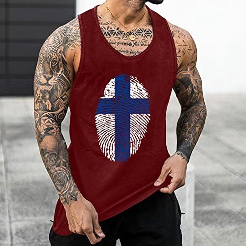 XXBR MENS Ljetni tenkovi prsti otisak Isus Cross Print Sportske majice bez rukava Atletic Workout Racerback Teretna tenkovi