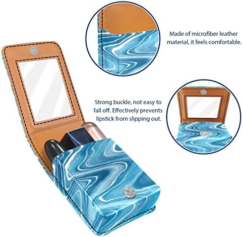 ORYUEKAN Mini torba za šminkanje sa ogledalom, torbica za kvačilo od umjetne kože, moderni uzorak plavog Vala