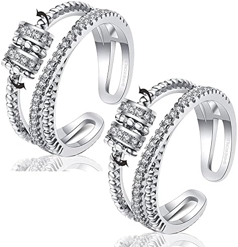 2pc prsten za anti anksioznost za žene podesivi fidget prstenovi za anksioznost za ženska prsten za anksioznost sa špirtnim prstenom