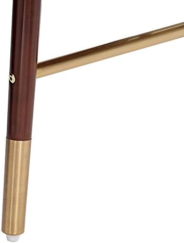 Studio 55D Parker Walnut Wood Gold metalna barska stolica Brown 25 1/2 High Mid Century moderna crna koža presvučena naslonom za noge