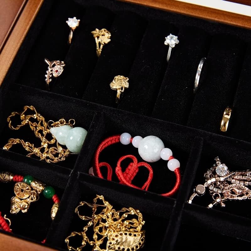 IRDFWH Drvena kutija za nakit za žene Organizator od punog drveta sa kombinovanim bravama Jewelries satovi ogrlica