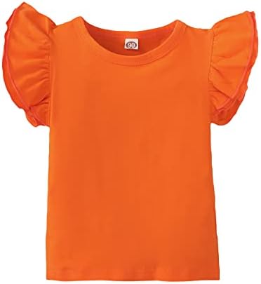 Sanpersonlin Toddler Baby Girl Jednobojna Majica Dječija Bluza Osnovna Obična Pamučna Ležerna Odjeća S Volanima