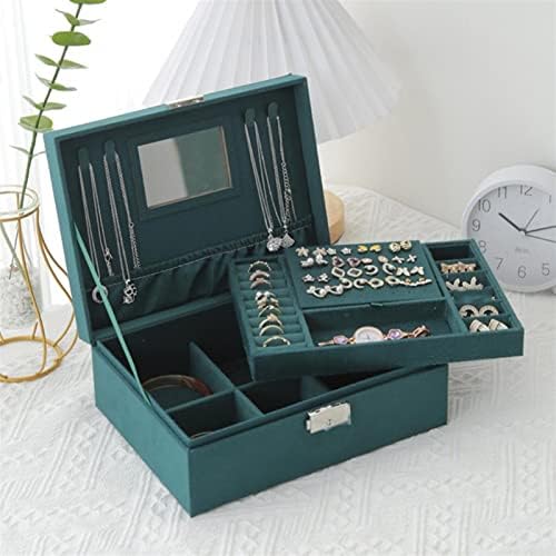 Baršunasta kutija za odlaganje nakita Retro zelena stilske naušnice za sat velikog kapaciteta prstenovi torbica za odlaganje poklona