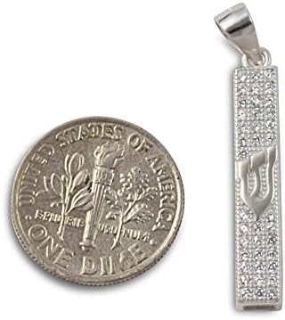 Ogrlica Ajdesign Mezuzah za muškarce ili žene u srebrnom shemu od 925 u 925, Chamsa, Hebrejski Chai, Holyland Sand, Menorah