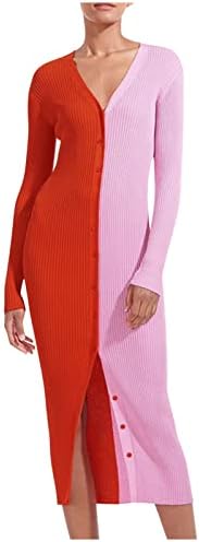 Lariau Casual Ljetna haljina za žene Seksi dugih rukava dugih rukava Nepravilna rub večera Dugi gumb Dress Center Ruffle haljina ružičasta