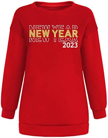 Crewneck Nova godina 2023 Grafički duksevi za žene, prevelizirani pulover bluza odlazi izlaže vrhove