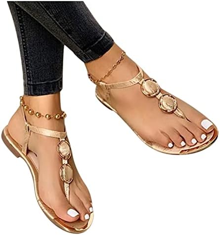 Xipcokm tange sandale za žene rhinestone Clip Toe plaža Sandal t-remen ravna papuča dame modni odmor japanke