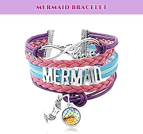 Rlgpbon Mermaid pokloni za djevojčice ruksak sa vezicama, torba za šminkanje,Mermaid Jewerly ogrlica narukvica, vezice za kosu