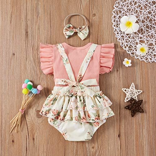 Novorođenče za djevojčice ljetna odjeća setovi s ruffle rukave top majica cvjetni pasući za hlače
