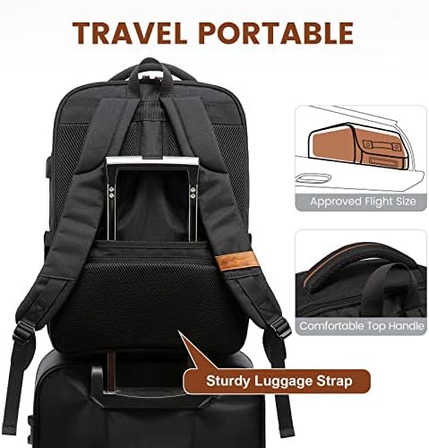 LOVEVOOK ruksak za Laptop veliki ruksak za računare odgovara 17.3 inčnom laptopu Travel Business Daybag Flight odobrenom ruksaku za nošenje sa USB priključkom za punjenje i rukavom za prtljag za muškarce žene, crna