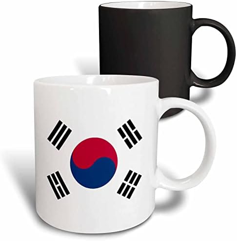 3drose Zastava Južne Koreje šolja, 11 oz, Crna