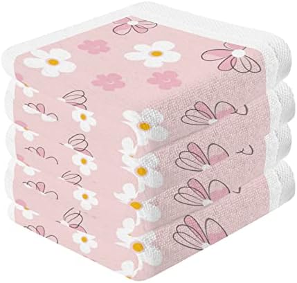 Meka ružičasta Slatka cvjetna pranja 12x12in, 6 paket upijajući pamučni ručnik kvadrat kuhinjskih posuđa ručnici, čišćenje ručnika