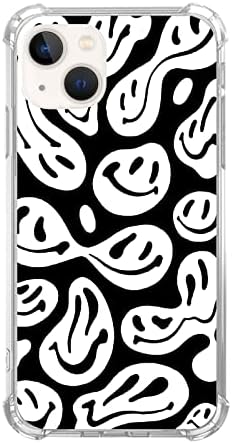 Fisgedod crno-bijeli osmijeh Face za iPhone za iPhone 13, Trippy Estettic Toping futrola za djevojke dječake Žene Muškarci, Jedinstveni