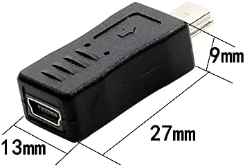 rgzhihuifz 3 Paket 90 stepen lijevo & pod pravim uglom Mini USB 5-pinski muški na ženski produžni Adapter, 180degree Mini USB 5Pin