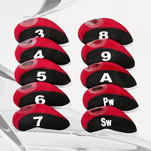 Besplatna dodatna oprema za glavu 10kom pokriva Crnu klupsku glavu sa gvozdenim crvenim brojevima neopren i štap za golf
