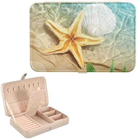 INNEWGOGO Morske školjke Starfish Mala kutija za nakit PU Kožni nakit Organizator minđuša Organizator za prodaju nakita