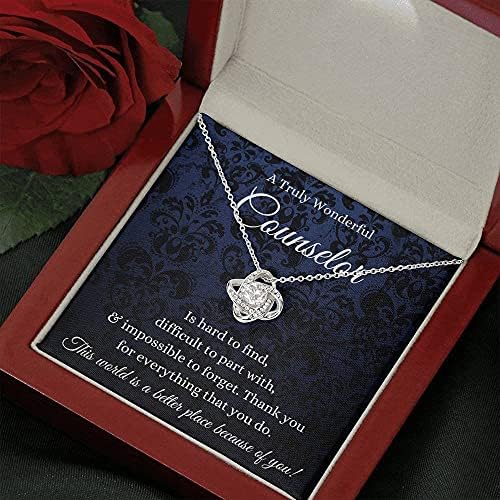Nakit za karticu poruke, ručno izrađena ogrlica - personalizirani poklon love čvor, savjetnički pokloni Božićni poklon za savjetnika