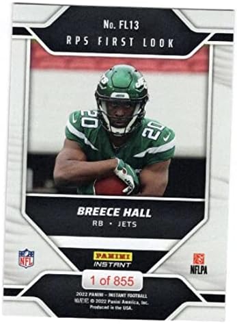 Breece Hall RC 2022 Panini Instant RPS prvi izgled Rookie / 885 FL13 NM + -MT + NFL nogometne nogometne premijerne jedinice