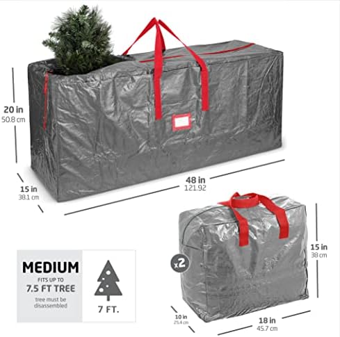Zober 3-Pack Božićna Umjetna torba za odlaganje drveća i dvije torbe za vijenac; skladište prazničnog drveta za drveće do 7.5 ft,