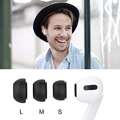 Savjeti za uši za Airpods Pro Earbuds, zamjena protiv klizanja silikonskih ušima kompatibilna sa airpods pro 3rd 2019-crna 6 komada