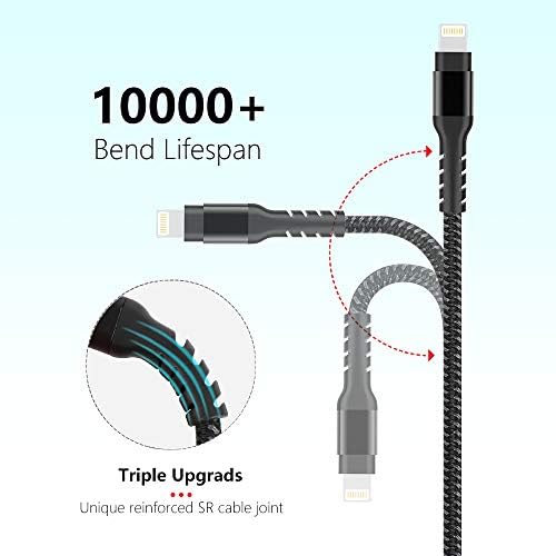 Haribol iPhone kabel za punjač, ​​6ft munjevi kabel 2Pack, MFI certificirani iPhone punjač, ​​najlonski pleteni iPhone kabel za iPhone