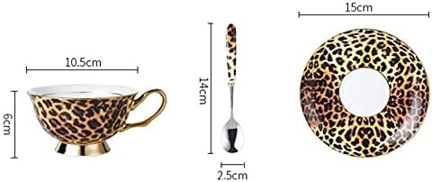 Depila Leopard Design Cone China Cup kafe, evropski luksuzni set čaja za popodnevni čaj, keramički poklon Porcelanski čaša