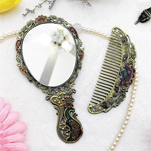 Fxlymr ogledalo za šminkanje ogledalo ručni moderni metalni preklopni reljefni leptir dizajn putna ogledala, idealna za Djevojački