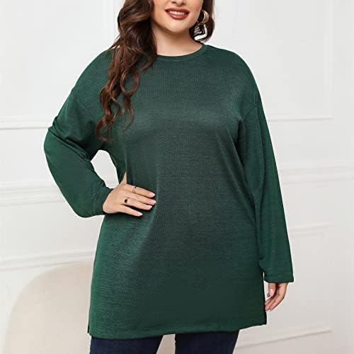 Ženske pune boje velike veličine dugih rukava dugih casual seksi modni okrugli vrat Party bluza T majice pulover vrh