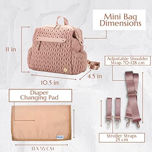 Sewboo Mala ruksačka torbica, ruksak od mini pelena, lična stavka Putna torba za odmor sa višestrukim remenima