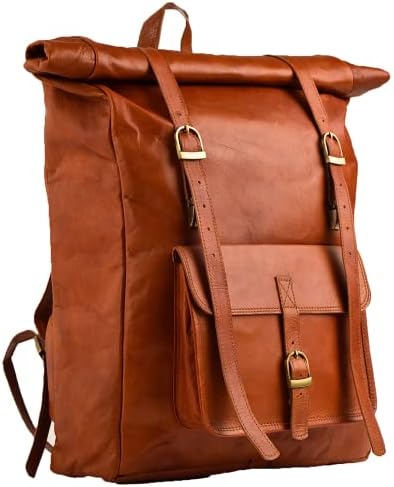 Volksy torbe za muškarce i žene, kožni ruksak, kožni ruksak za laptop za žene i muškarce, kožna torba, smeđa vintage ruksak rucksack