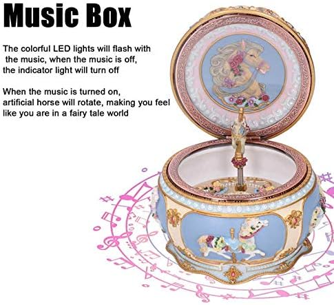 Weimingshop Musical Box Vintage Music Box Rotacijski konj Music Box LED svjetla Luminouno karusel Muzički box Dekoracija Vintage Personalizirani