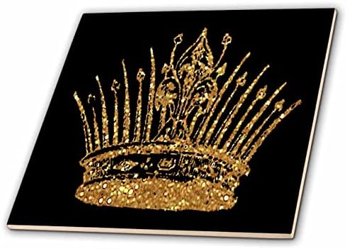 3drose Glam Image of Gold Crown Illustration-Tiles