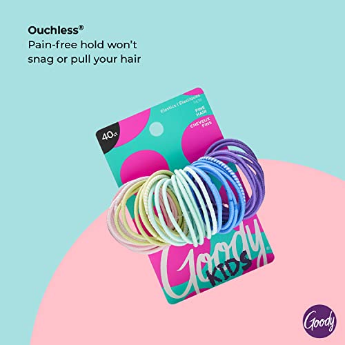 Goody Kids Ouchless Elastics hair Ties-40 Count, razne Pretty Pastels-savršeno za Fine, kovrdžava kosa & Sensitive Scalps - pain-Free