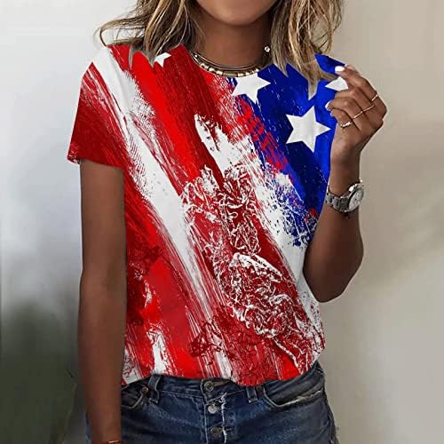 Pimoxv 4. jula Osnovni tinejdžeri za ženske majice kratkih rukava Američka budni bluza za odmor u SAD-u zastava tiskane vrhove