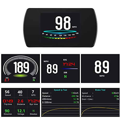 Wiiyii T800 Universal Digital Car HUD glava za prikaz GPS brzinomjer Pametni putni put, brzina, brzina, napon, sat, sa mph Alarm Alarm