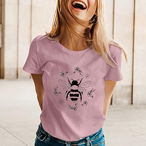 Brzo suho tee ženske proljeće Ljetne pčele tiskane kratkih rukava o vratu majica vrhunske majice s dugim rukavima žene