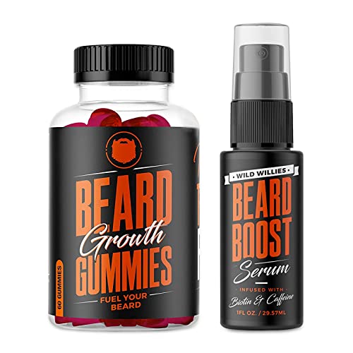 Beard growth Serum & Gummies Bundle by Wild Willies for deblji & amp; punija brada