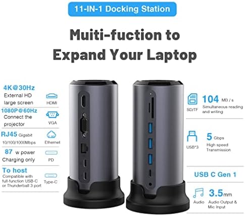 LHLLHL 12 u 1 USB C HUB Dock USB C Multi RJ45 VGA USB 3.0 USB C podaci sa PD Adapter za priključnu stanicu USB-C