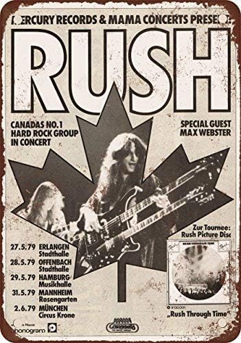 Unosler 1979 Rush u Njemačkoj Vintage Look Reprodukcijski metalni limenki znak 8x12 inča