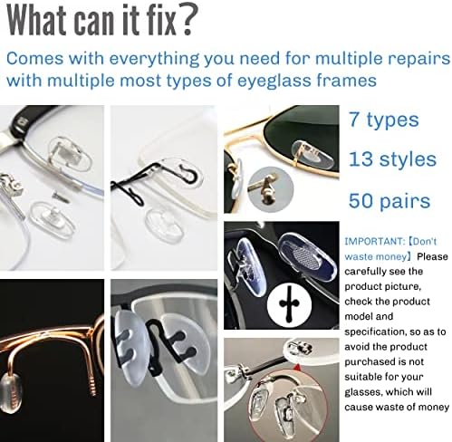 Jastučići za naočale Kompleti za popravke naočala sa odvijačem za čaša za naočale 100 kom 50 parova 13 Uspodana verzija Stil Mekana