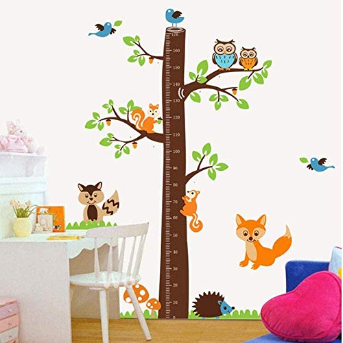 Rtyuihn Cartoon životinjska vjeverica visina omjera visina stabla dječje prostorije za rast grafikona zidnih naljepnica 3D ukras u