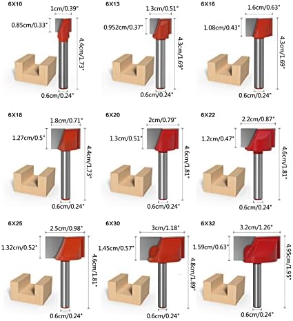 9pack 6mm drške površine rendisanje dna čišćenje glodalica graviranje noževi Router Bit alat za obradu drveta glodalice za glodalice